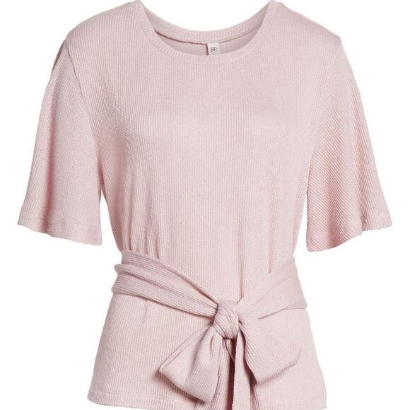 BP Tie Front Waffle Knit Tee sz XS in Pink - Picture 3 of 12